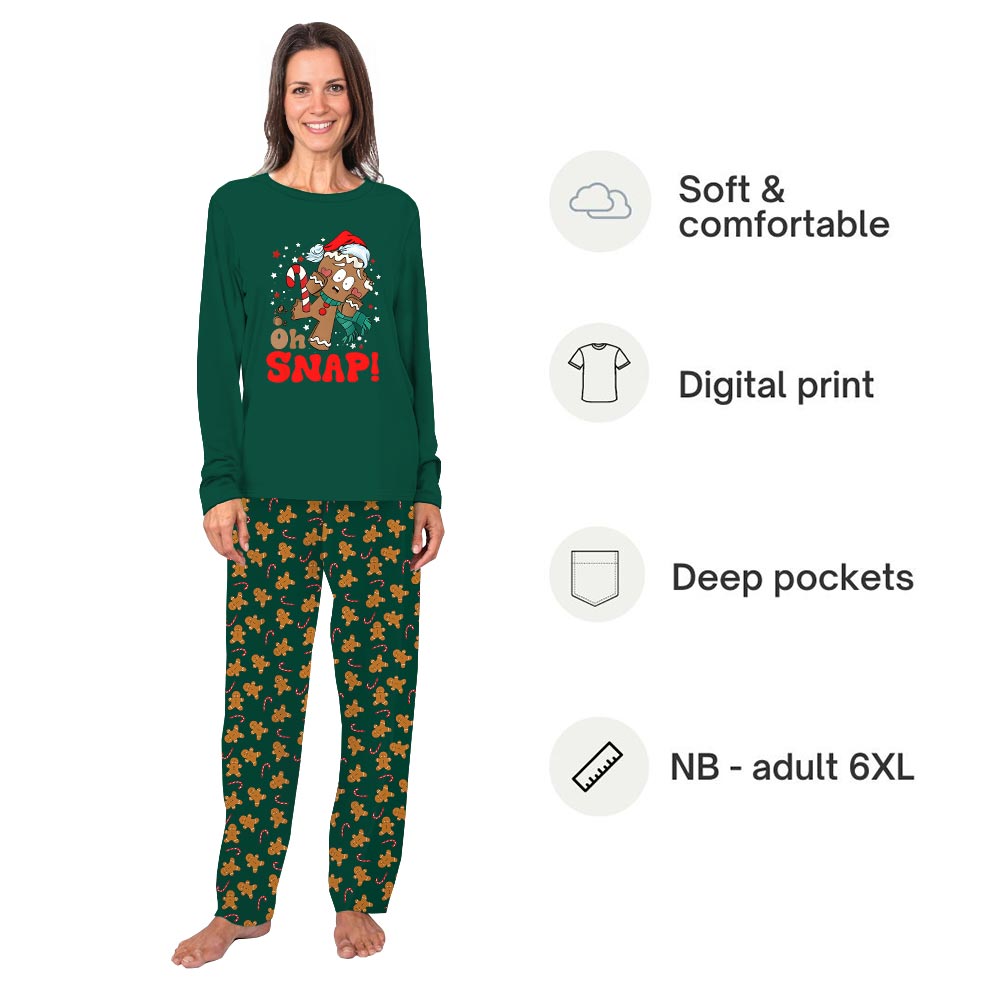 Gingerbread Family Pajamas With Dog and Oh Snap Saying Gingerbread Family Pajamas With Dog and Oh Snap Saying