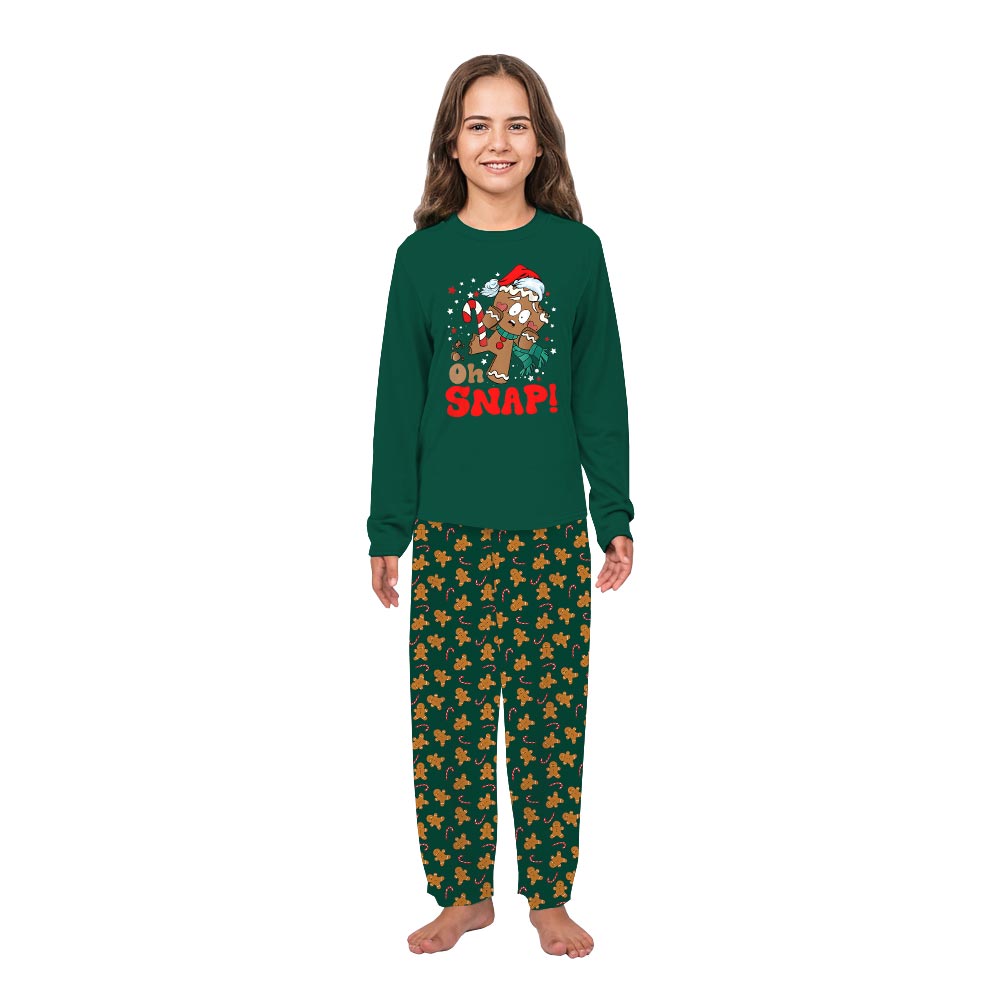 Gingerbread Family Pajamas With Dog and Oh Snap Saying Gingerbread Family Pajamas With Dog and Oh Snap Saying