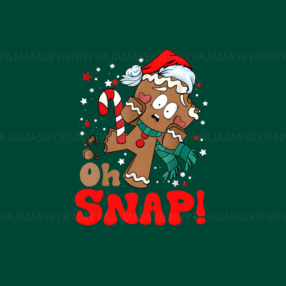 Gingerbread Family Pajamas With Dog and Oh Snap Saying Gingerbread Family Pajamas With Dog and Oh Snap Saying