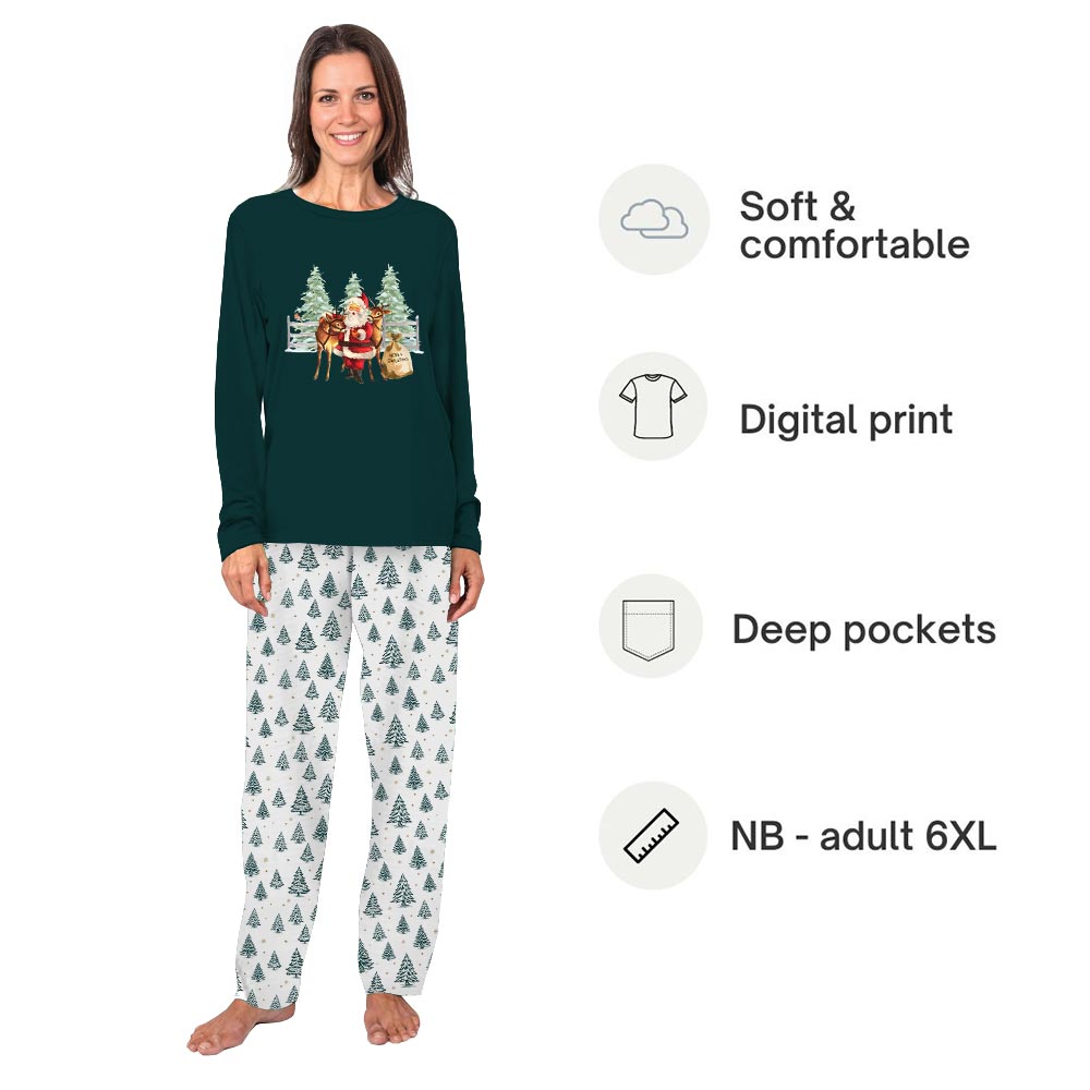 Vintage Santa Reindeer Family Jammies With Dog Vintage Santa Reindeer Family Jammies With Dog