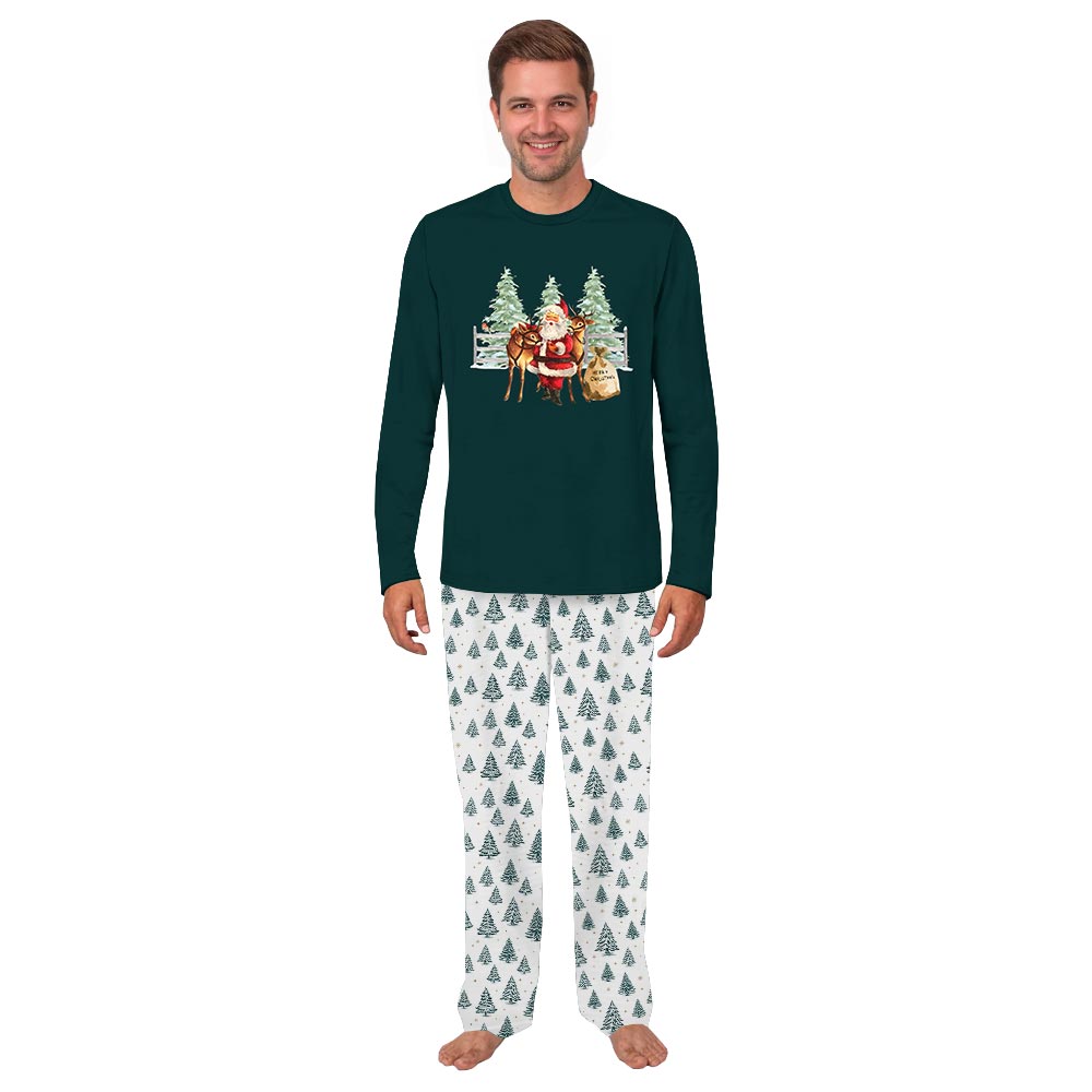 Vintage Santa Reindeer Family Jammies With Dog Vintage Santa Reindeer Family Jammies With Dog