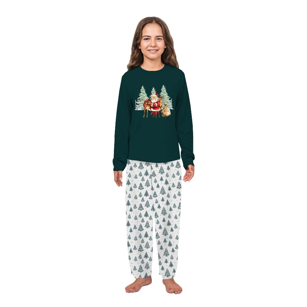 Vintage Santa Reindeer Family Jammies With Dog Vintage Santa Reindeer Family Jammies With Dog