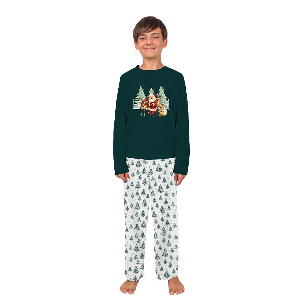 Vintage Santa Reindeer Family Jammies With Dog Vintage Santa Reindeer Family Jammies With Dog
