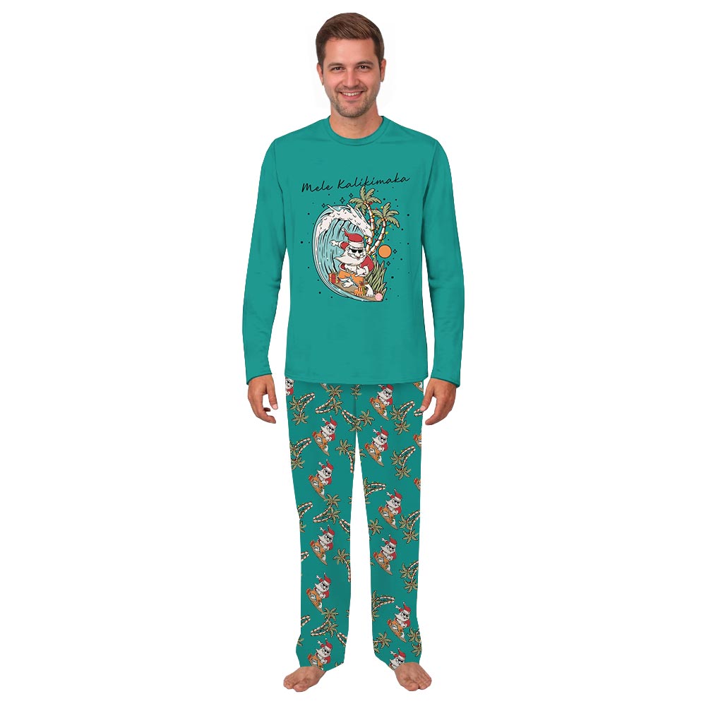 Tropical Surfing Santa Christmas Mum And Dog Matching Pajamas Tropical Surfing Santa Christmas Mum And Dog Matching Pajamas
