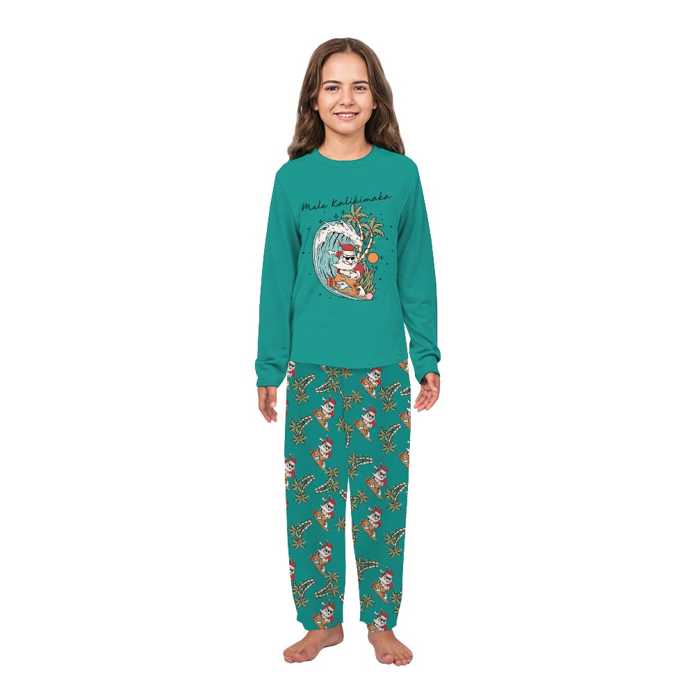 Tropical Surfing Santa Christmas Mum And Dog Matching Pajamas Tropical Surfing Santa Christmas Mum And Dog Matching Pajamas