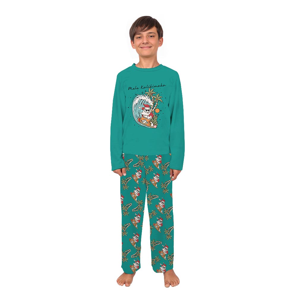 Tropical Surfing Santa Christmas Mum And Dog Matching Pajamas Tropical Surfing Santa Christmas Mum And Dog Matching Pajamas