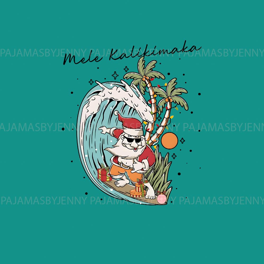 Tropical Surfing Santa Christmas Mum And Dog Matching Pajamas Tropical Surfing Santa Christmas Mum And Dog Matching Pajamas