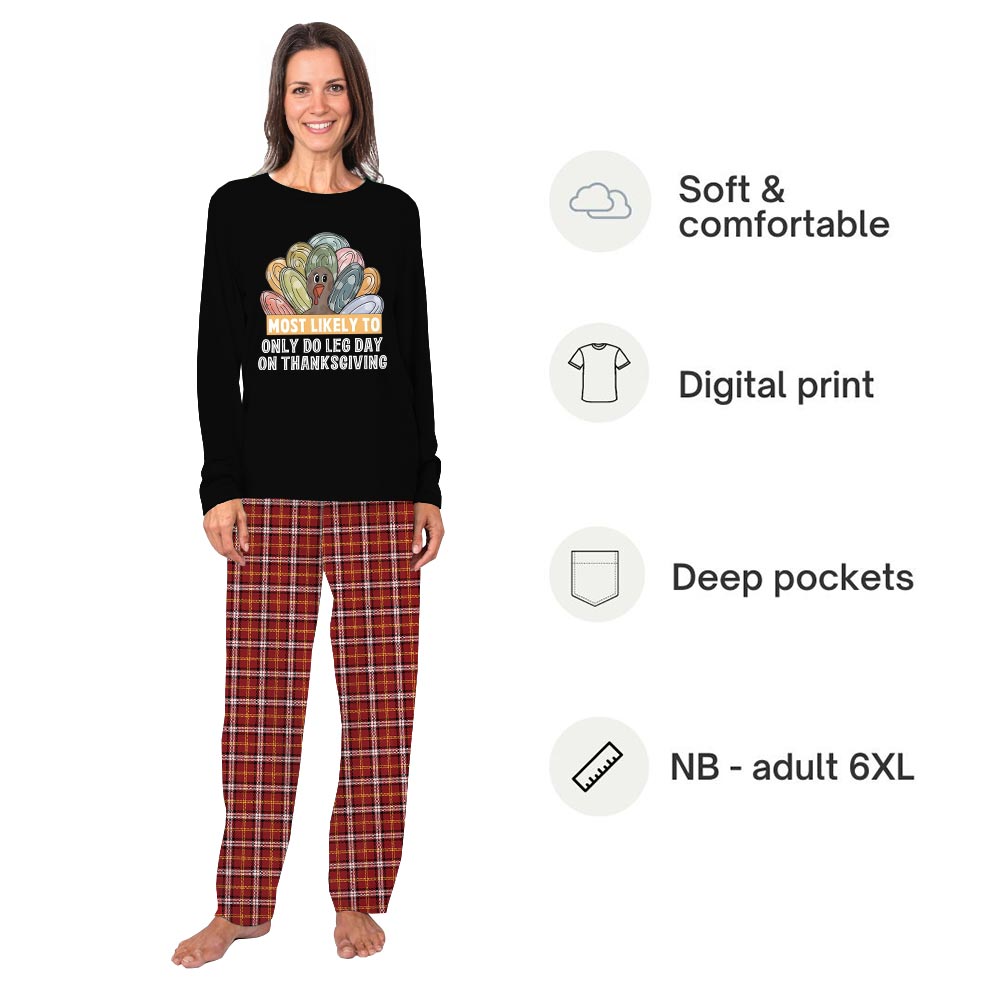 Black Most Likely To Turkey Matching Family Thanksgiving Pajamas with Custom Design Black Most Likely To Turkey Matching Family Thanksgiving Pajamas with Custom Design