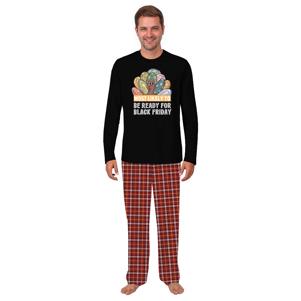 Black Most Likely To Turkey Matching Family Thanksgiving Pajamas with Custom Design Black Most Likely To Turkey Matching Family Thanksgiving Pajamas with Custom Design