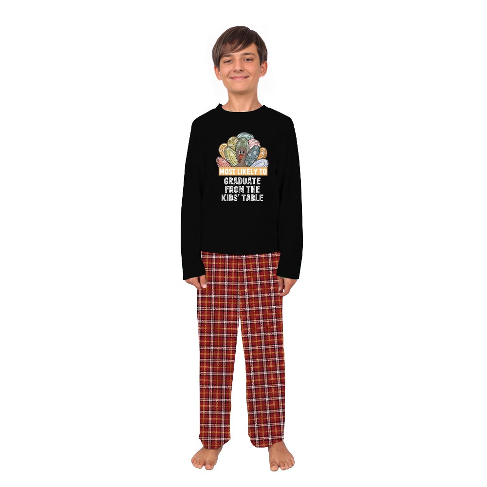 Black Most Likely To Turkey Matching Family Thanksgiving Pajamas with Custom Design Black Most Likely To Turkey Matching Family Thanksgiving Pajamas with Custom Design