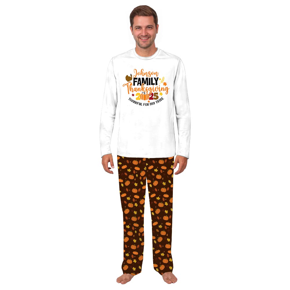 Thankful For My Tribe Thanksgiving Family Personalized Pajamas Thankful For My Tribe Thanksgiving Family Personalized Pajamas