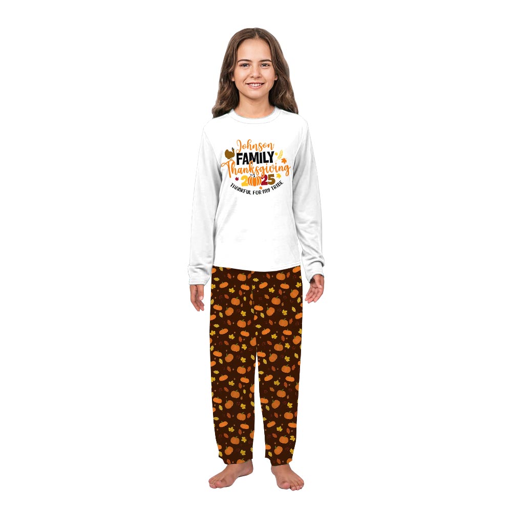 Thankful For My Tribe Thanksgiving Family Personalized Pajamas Thankful For My Tribe Thanksgiving Family Personalized Pajamas