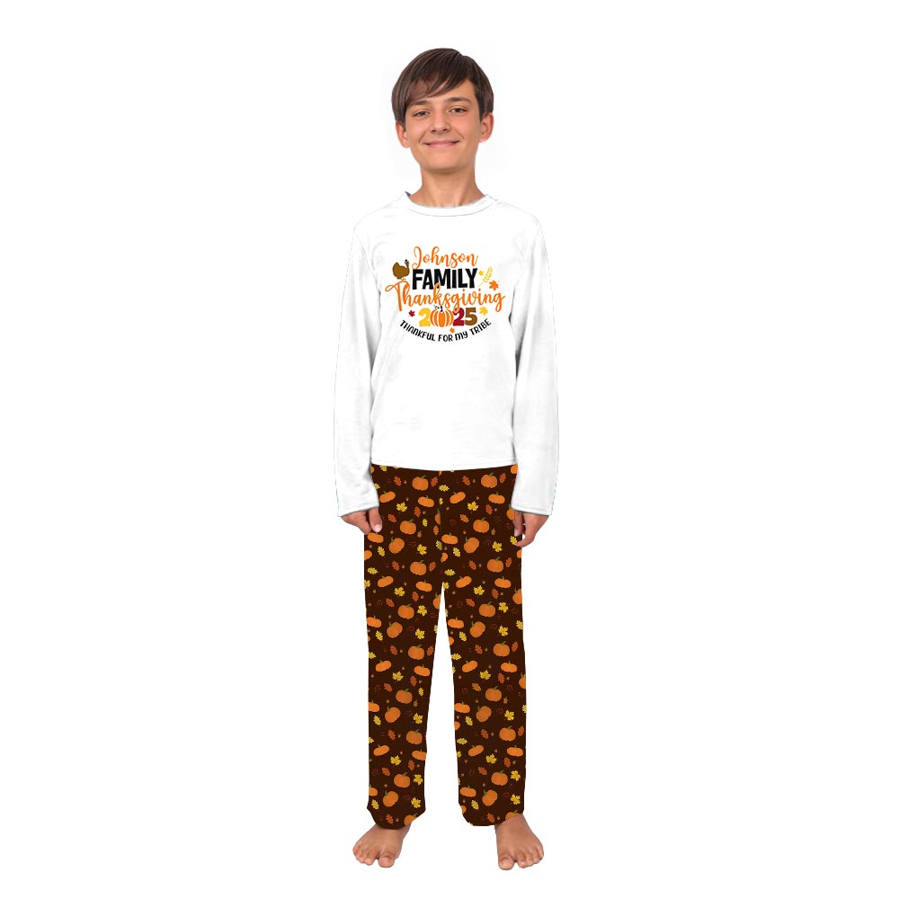 Thankful For My Tribe Thanksgiving Family Personalized Pajamas Thankful For My Tribe Thanksgiving Family Personalized Pajamas