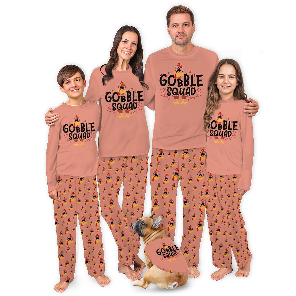 Gobble Squad Turkey Thanksgiving Matching PJs With Your Dog Gobble Squad Turkey Thanksgiving Matching PJs With Your Dog
