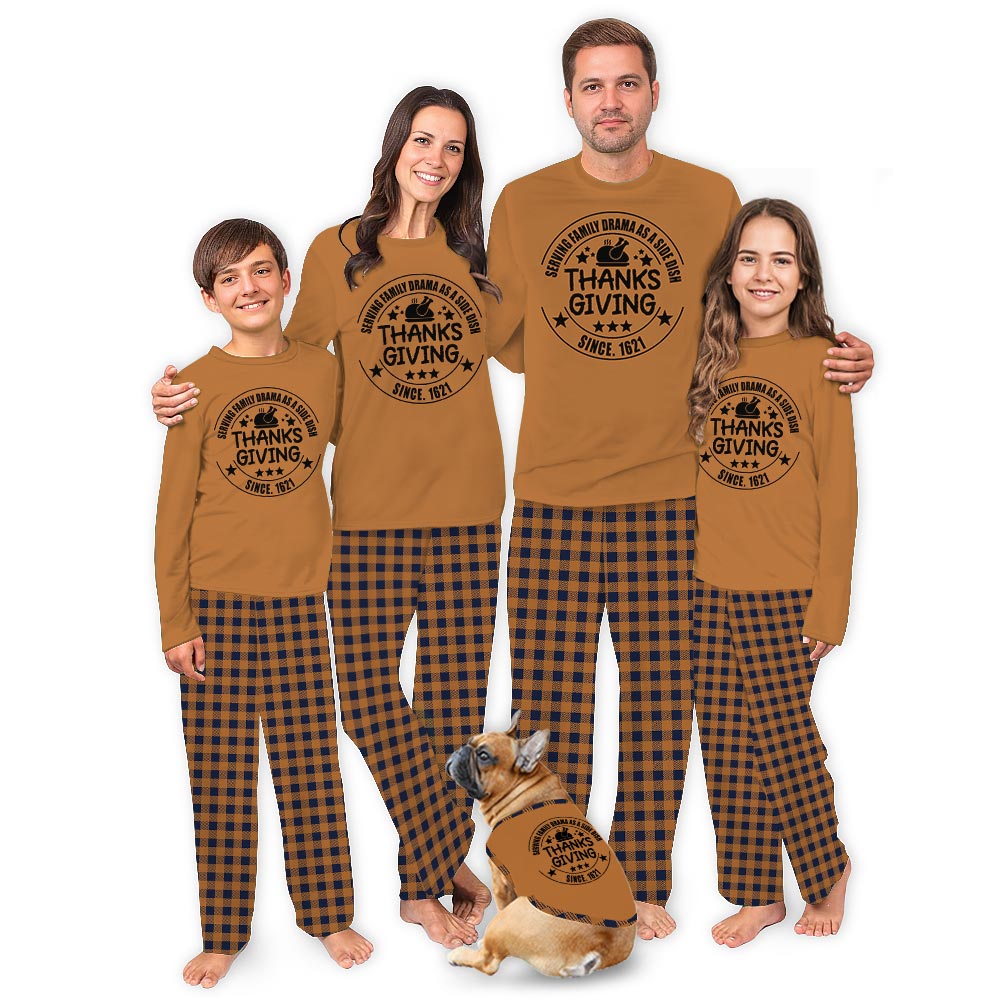 Serving Family Quote Thanksgiving Family Pajama Sets with Customization Serving Family Quote Thanksgiving Family Pajama Sets with Customization