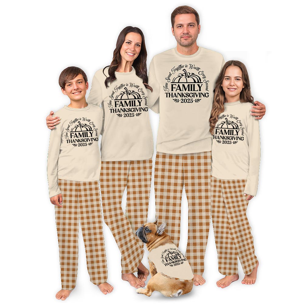 Time Spent Together Quote Matching Thanksgiving PJs with Pumpkin Time Spent Together Quote Matching Thanksgiving PJs with Pumpkin