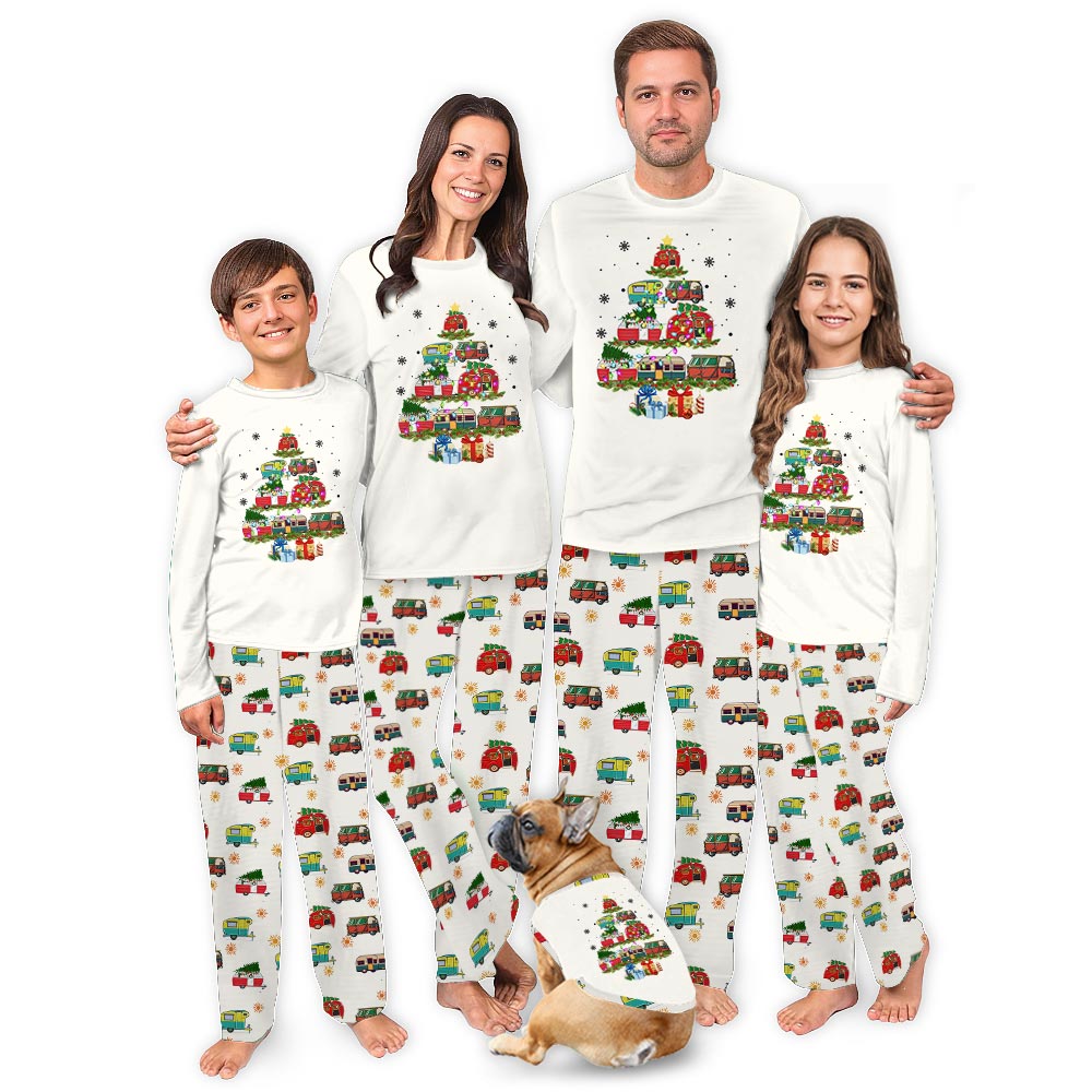 White Christmas Tree Car Matching People Dog Pajamas White Christmas Tree Car Matching People Dog Pajamas