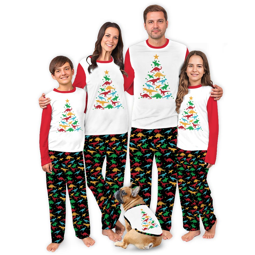 White and Red Christmas Tree Rex Pajamas for Family White and Red Christmas Tree Rex Pajamas for Family