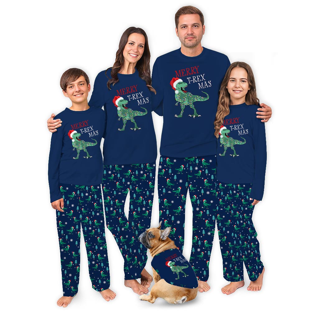 Merry T-Rex Mas Jammies For Your Families Dog Merry T-Rex Mas Jammies For Your Families Dog