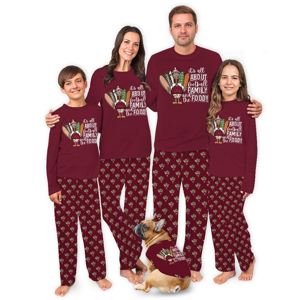 It’s All About Football Thanksgiving Family PJs With Dog It’s All About Football Thanksgiving Family PJs With Dog