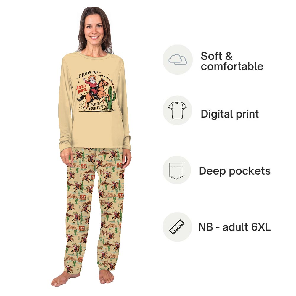 Festive Retro Cowboy Santa Western Christmas Matching Dog Pajamas Festive Retro Cowboy Santa Western Christmas Matching Dog Pajamas