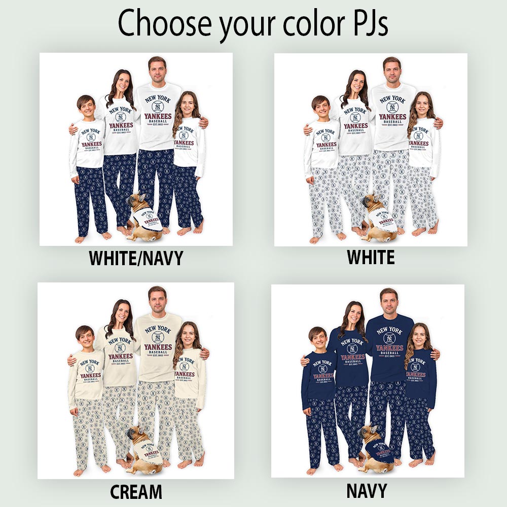 New York Yankees Baseball Family Pajamas With Dog New York Yankees Baseball Family Pajamas With Dog
