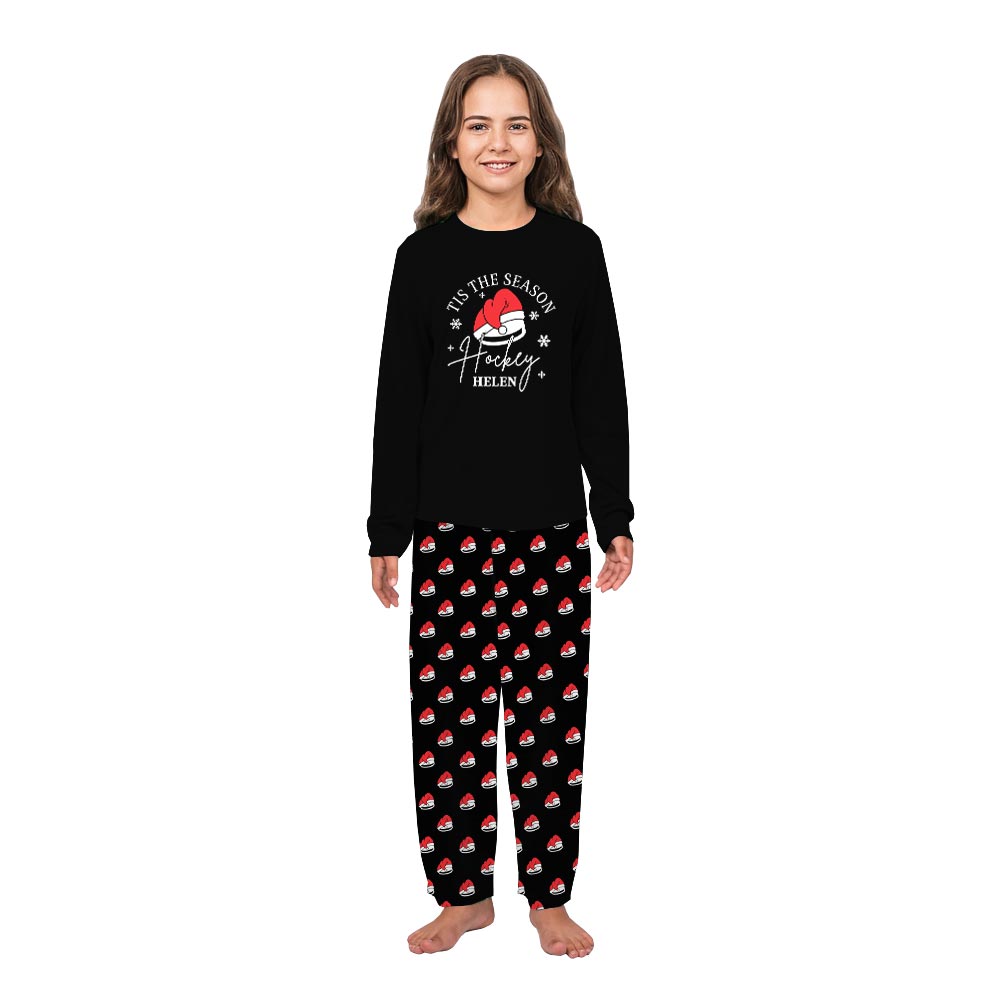 Hockey Season Name Personalized Family Pajama Sets