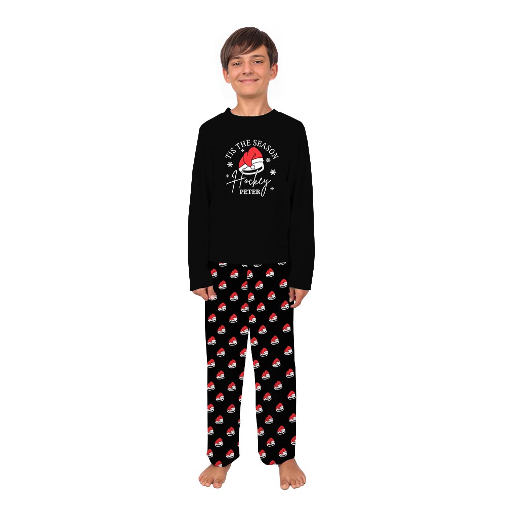 Hockey Season Name Personalized Family Pajama Sets