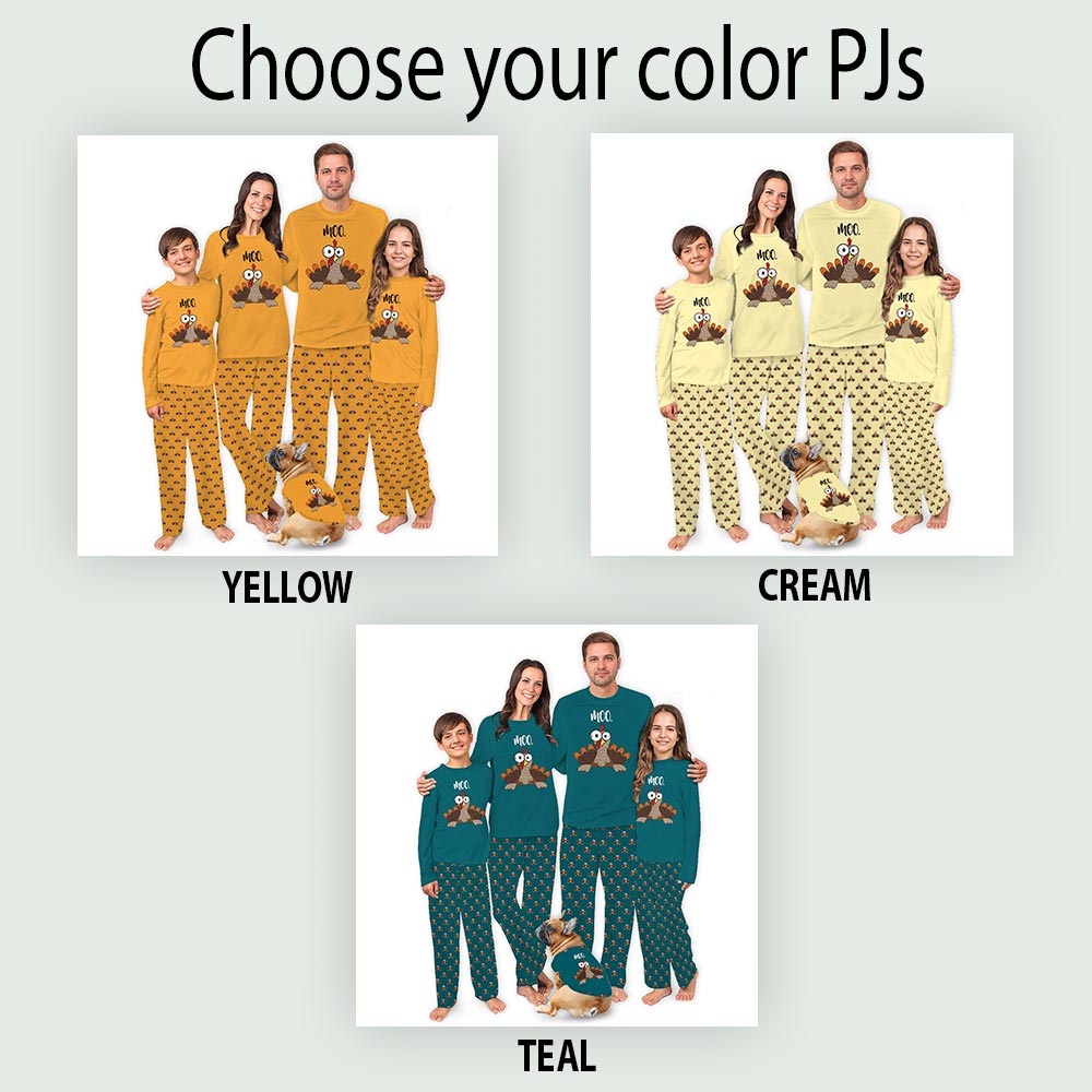 Funny Thanksgiving Turkey Moo Adult And Dog Matching Pajamas