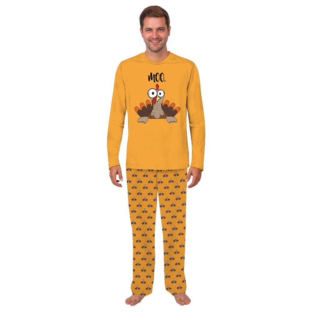 Funny Thanksgiving Turkey Moo Adult And Dog Matching Pajamas