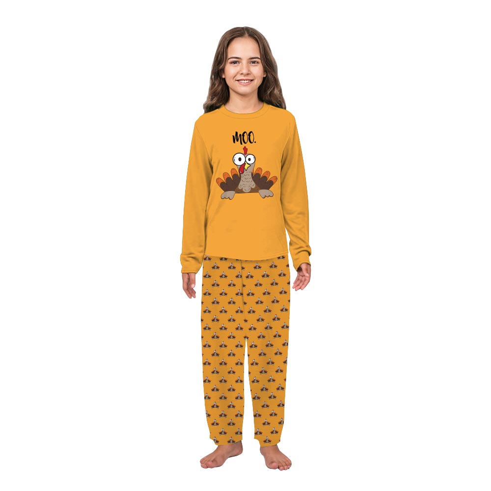 Funny Thanksgiving Turkey Moo Adult And Dog Matching Pajamas
