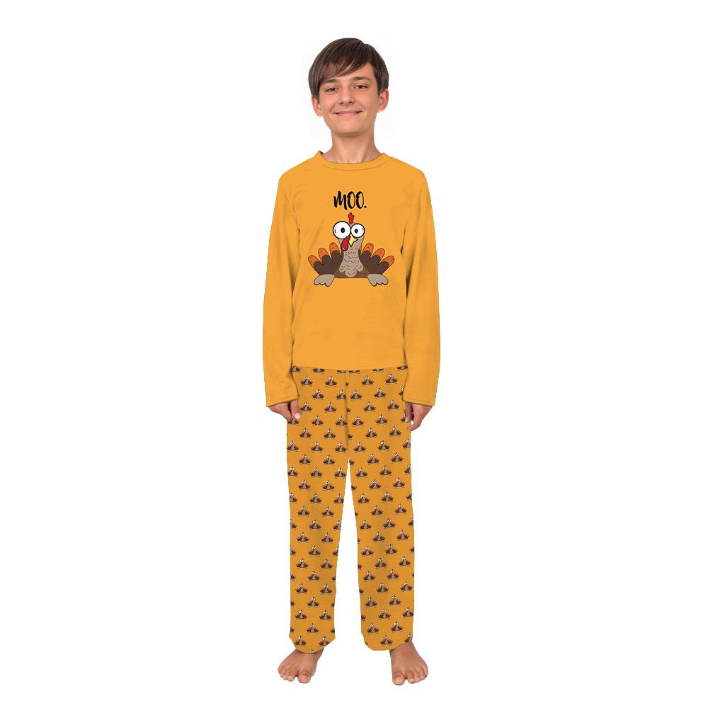 Funny Thanksgiving Turkey Moo Adult And Dog Matching Pajamas
