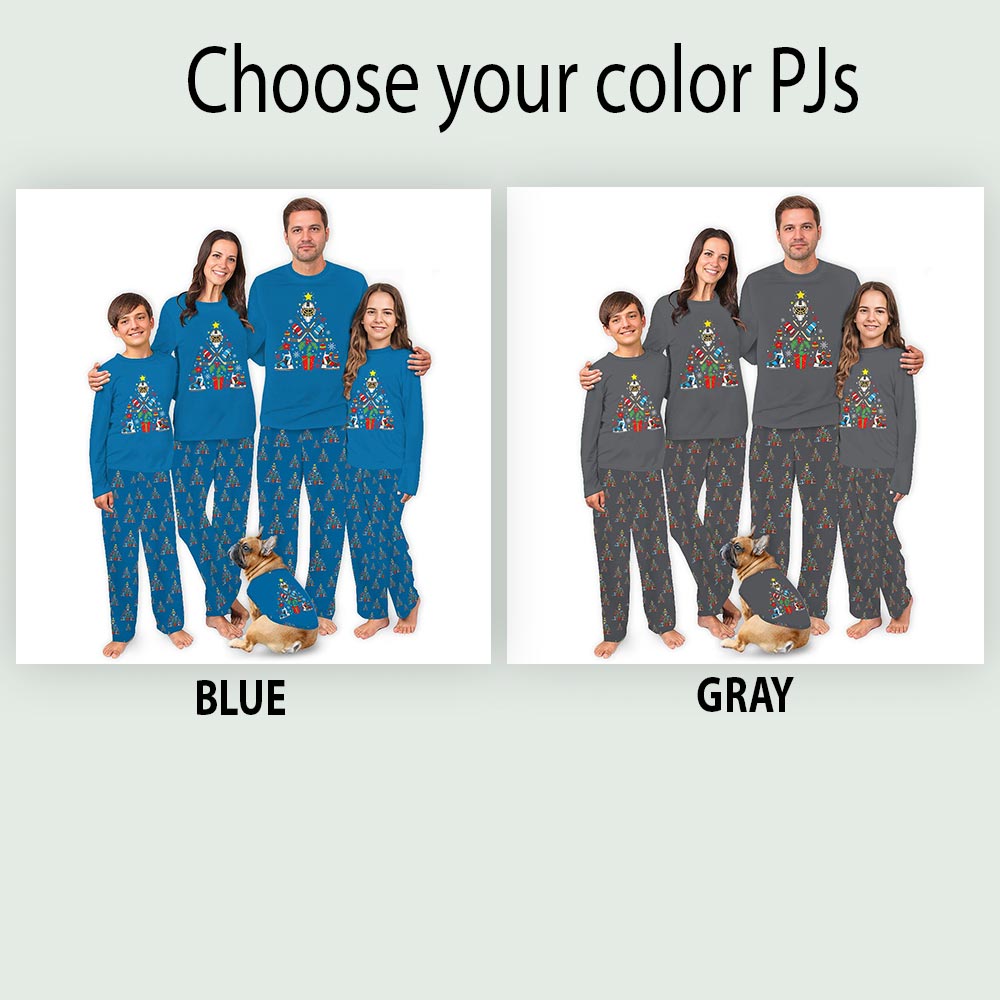 Ice Hockey Christmas Tree Dog Print Christmas Pajamas
