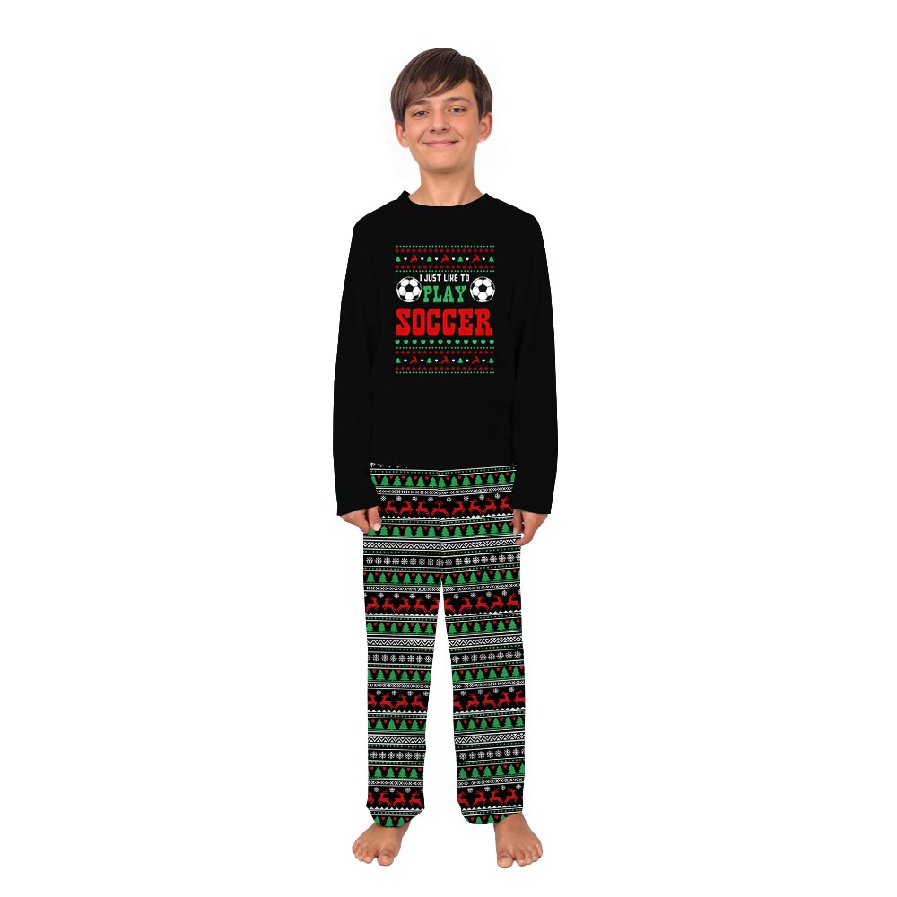 I Just Like To Play Soccer Saying Dog Family Christmas Pajamas I Just Like To Play Soccer Saying Dog Family Christmas Pajamas