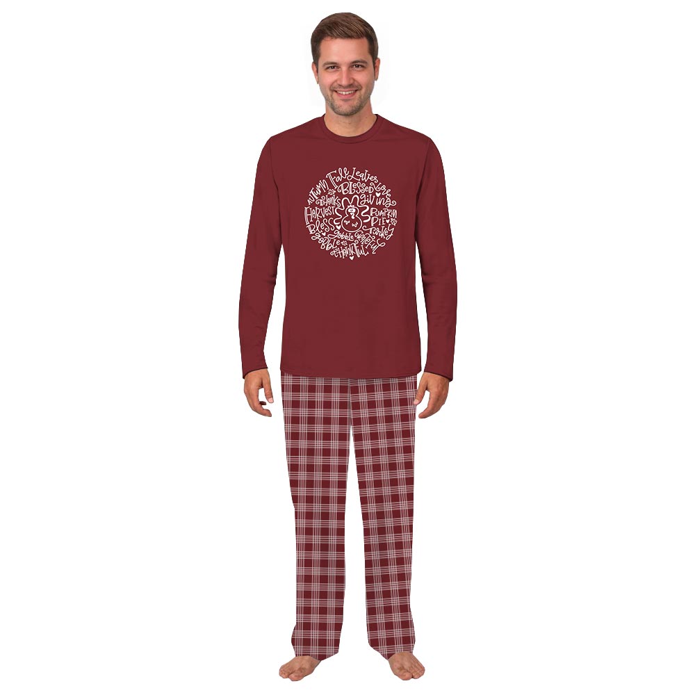 Family Pajamas Thanksgiving with Festive Fall Pattern and Turkey Family Pajamas Thanksgiving with Festive Fall Pattern and Turkey