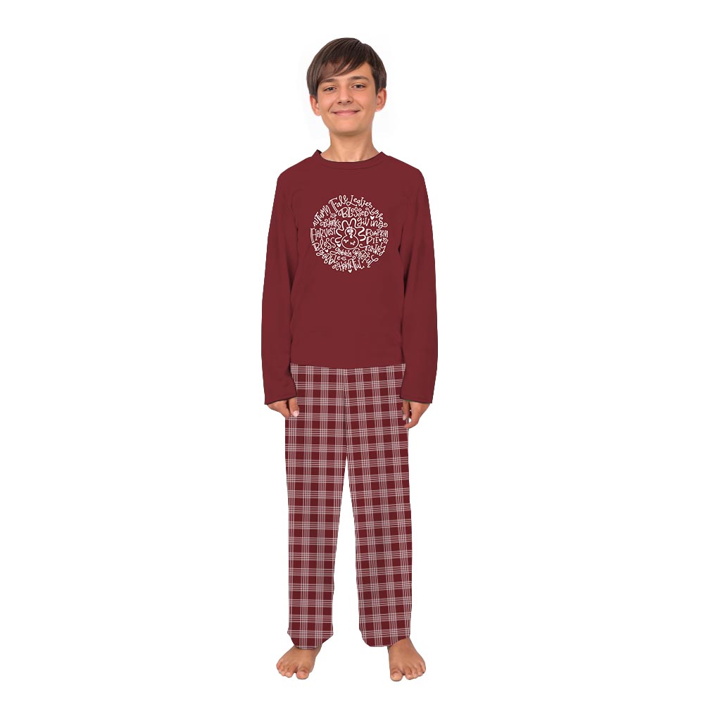 Family Pajamas Thanksgiving with Festive Fall Pattern and Turkey Family Pajamas Thanksgiving with Festive Fall Pattern and Turkey