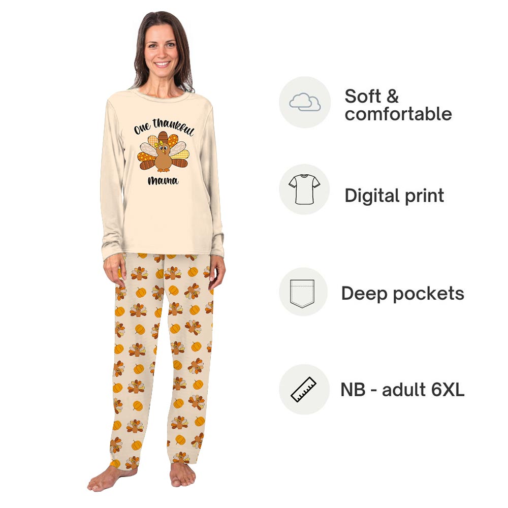 Cream Turkey Custom Matching Family Thanksgiving Pajamas Cream Turkey Custom Matching Family Thanksgiving Pajamas