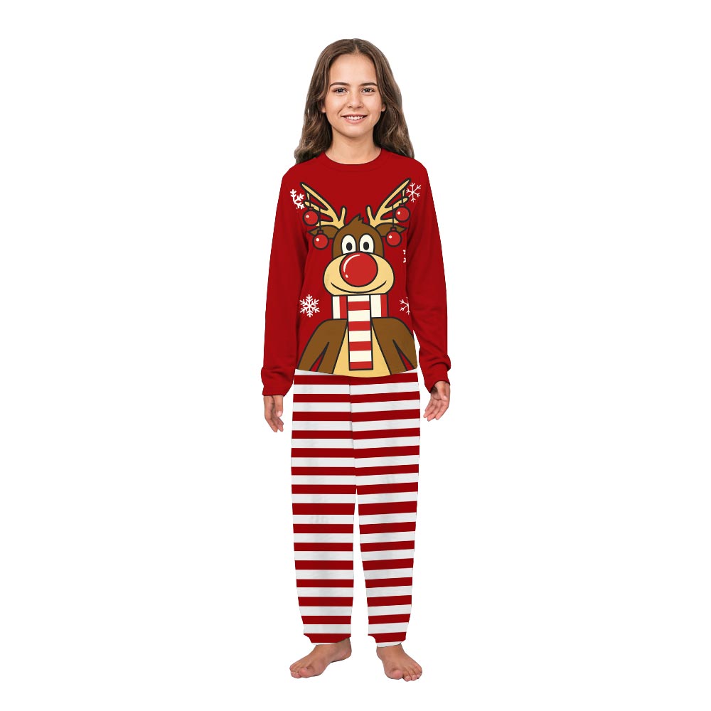 Red Reindeer Xmas Pjs For Family And Dog
