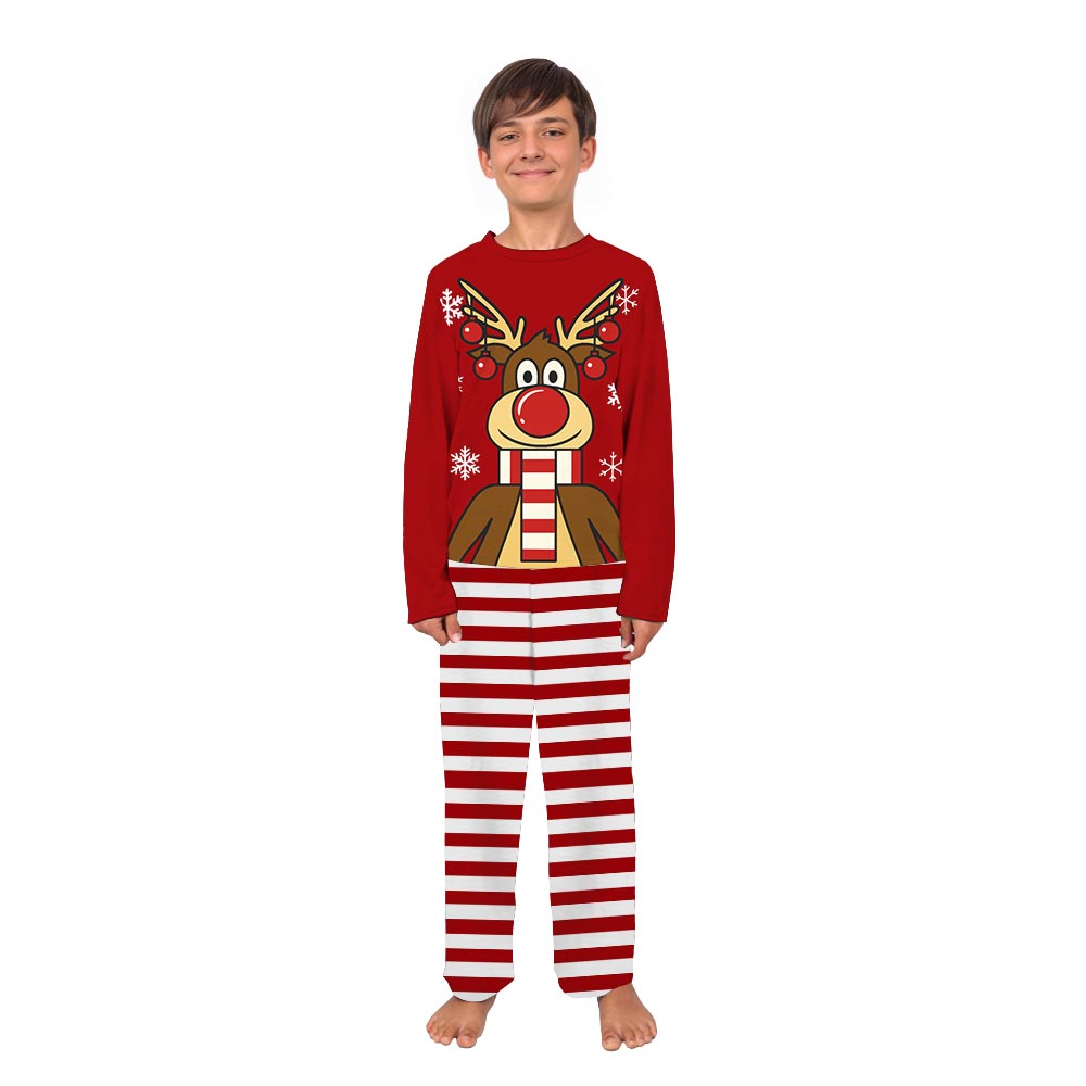 Red Reindeer Xmas Pjs For Family And Dog