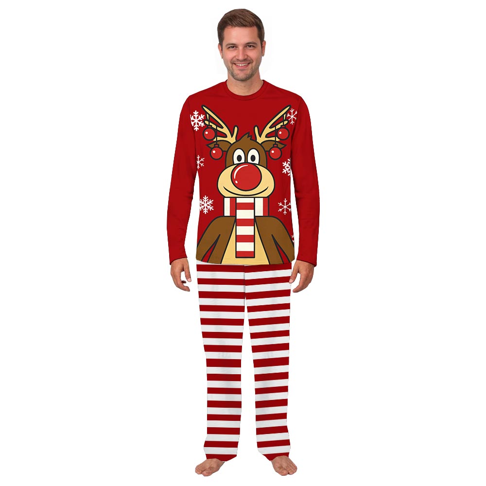 Red Reindeer Xmas Pjs For Family And Dog