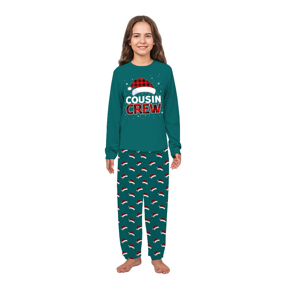 Festive Cousin Crew Family Christmas Jammies With Dog and Santa Hat Festive Cousin Crew Family Christmas Jammies With Dog and Santa Hat