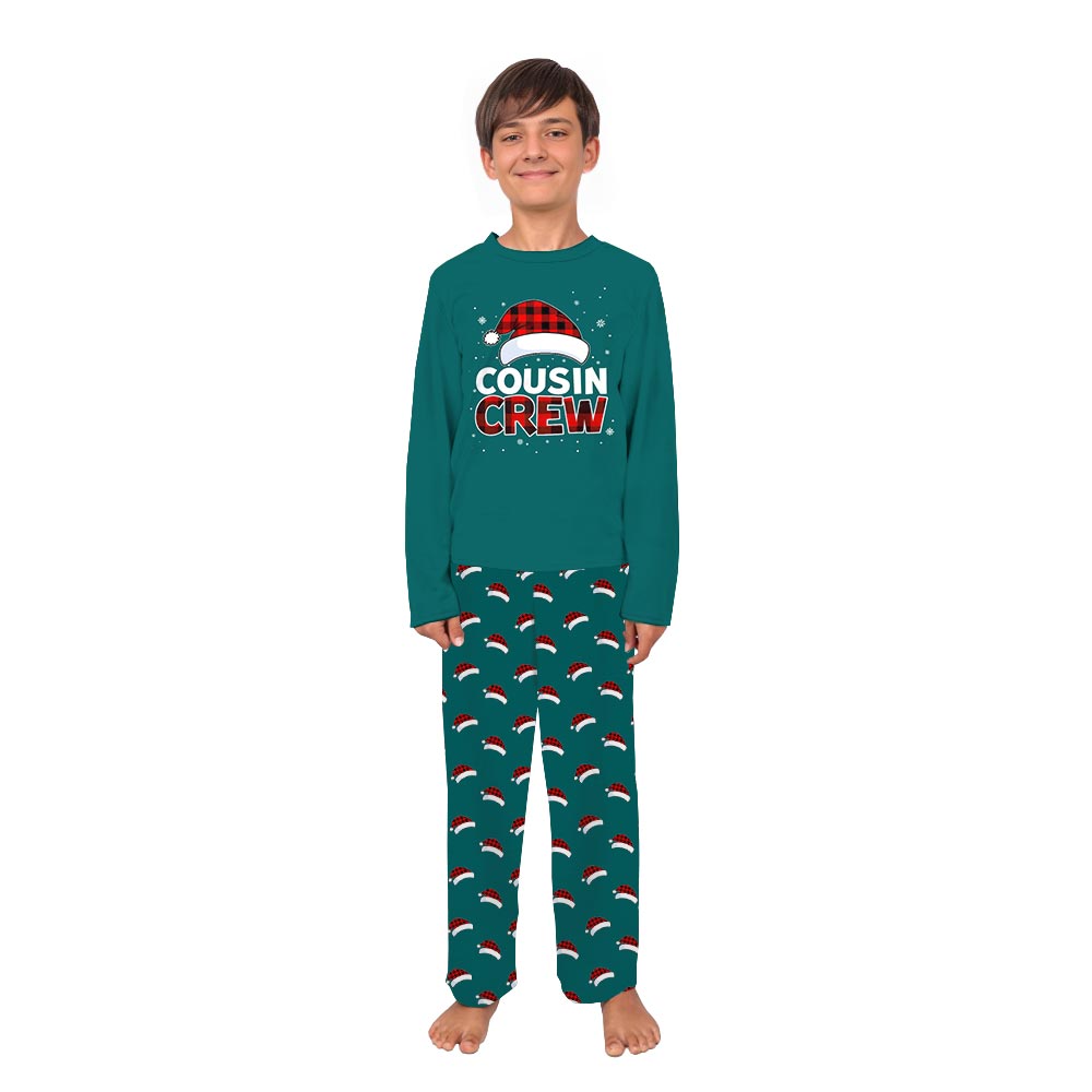 Festive Cousin Crew Family Christmas Jammies With Dog and Santa Hat Festive Cousin Crew Family Christmas Jammies With Dog and Santa Hat