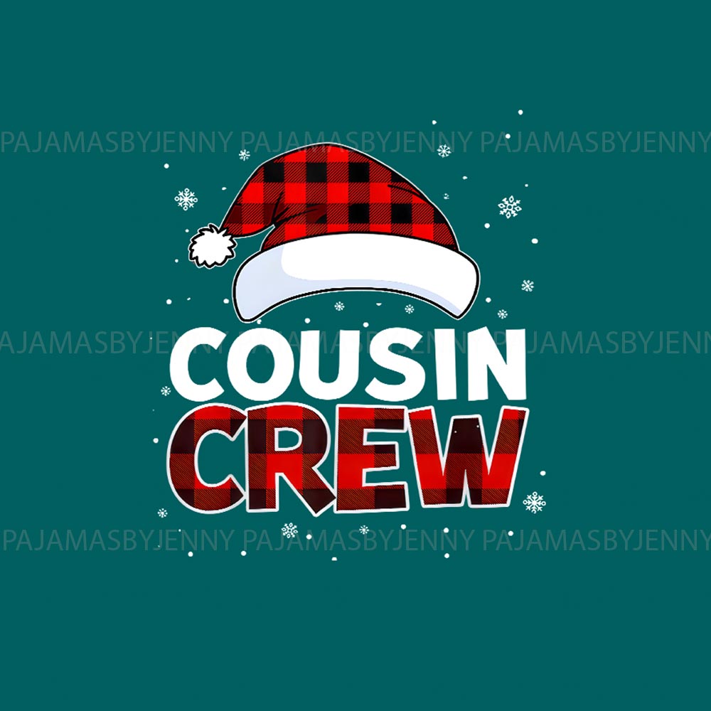 Festive Cousin Crew Family Christmas Jammies With Dog and Santa Hat Festive Cousin Crew Family Christmas Jammies With Dog and Santa Hat