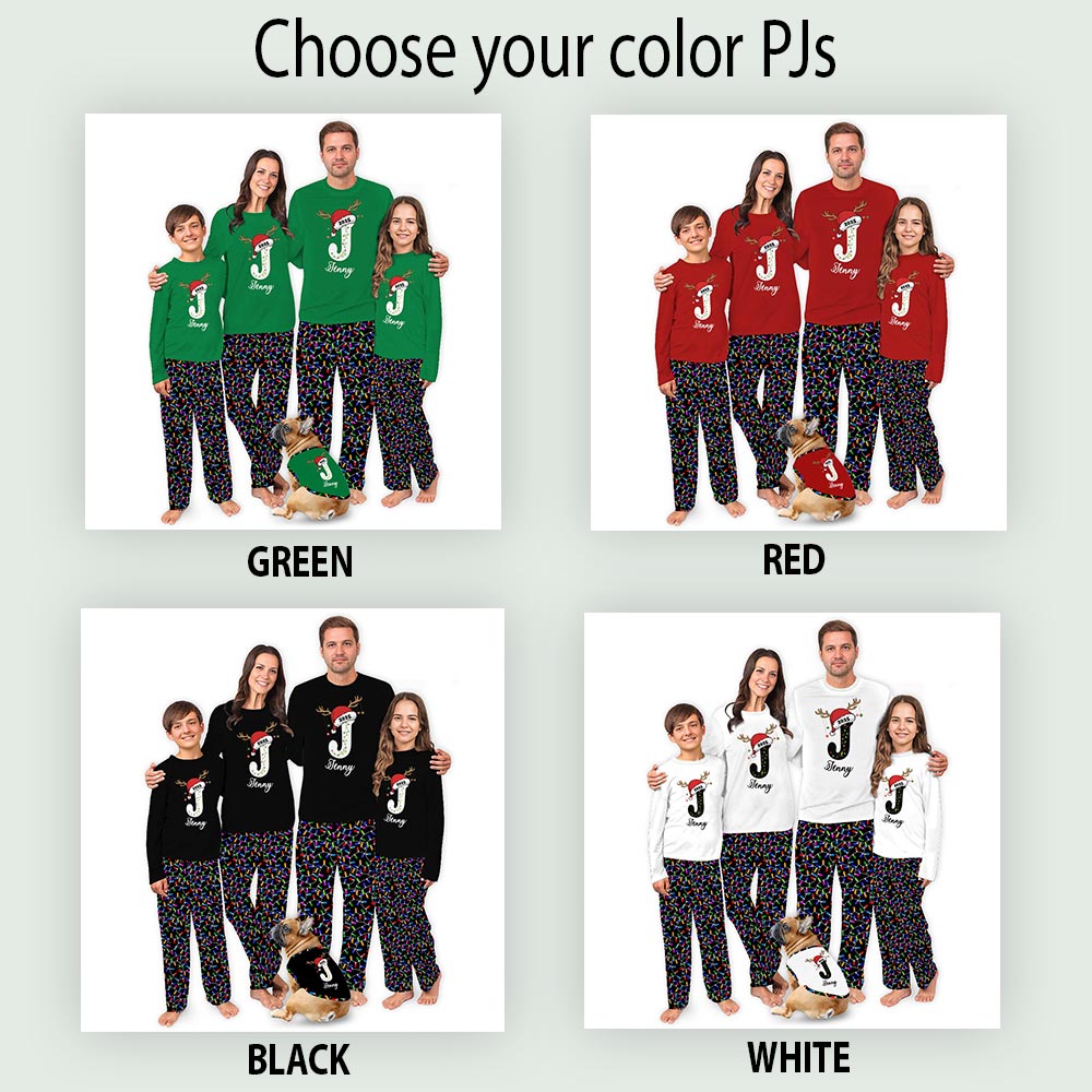 Name Personalized Matching Christmas Pajamas with Santa Hat Name Personalized Matching Christmas Pajamas with Santa Hat
