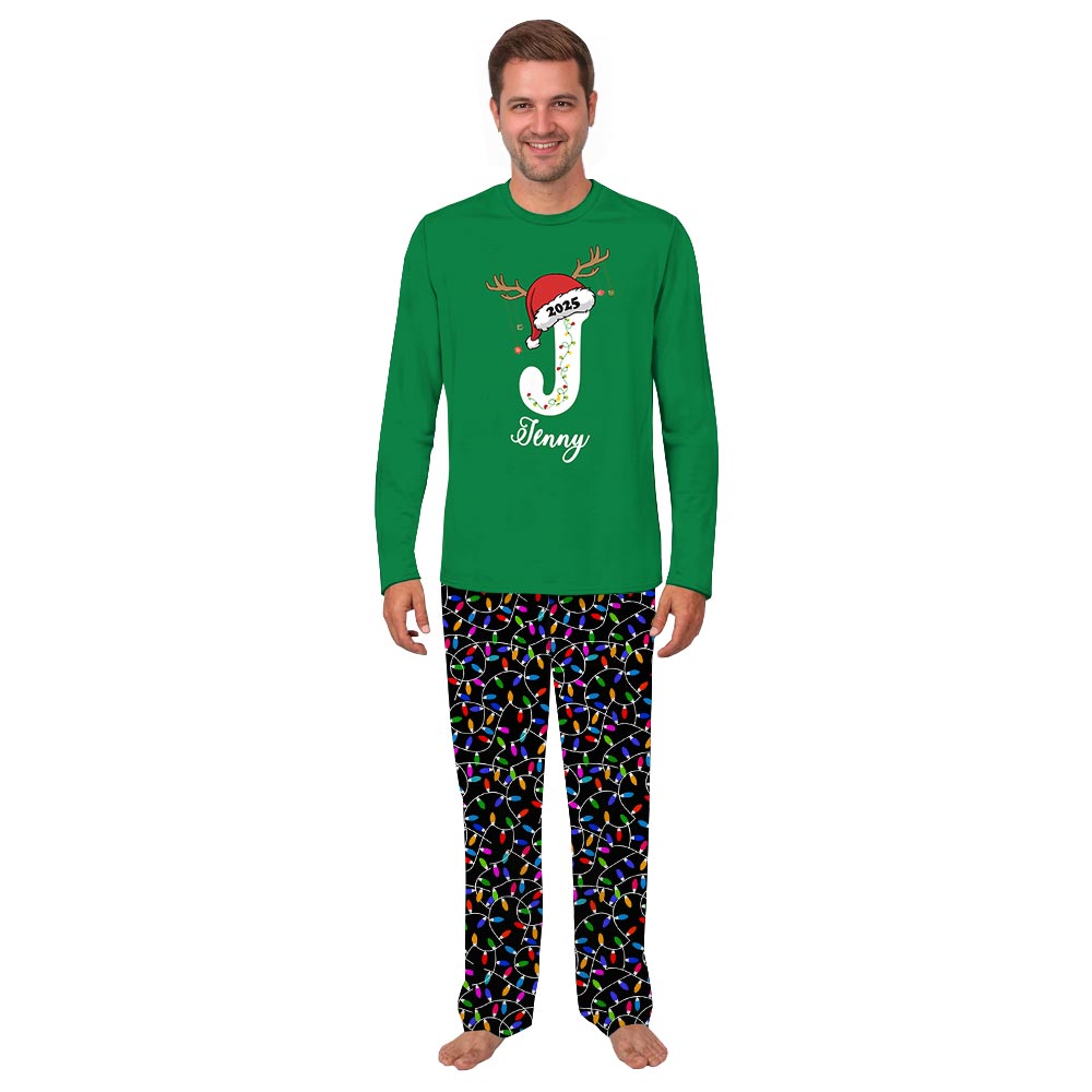Name Personalized Matching Christmas Pajamas with Santa Hat Name Personalized Matching Christmas Pajamas with Santa Hat