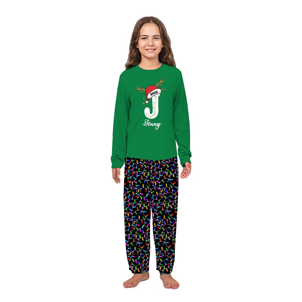Name Personalized Matching Christmas Pajamas with Santa Hat Name Personalized Matching Christmas Pajamas with Santa Hat