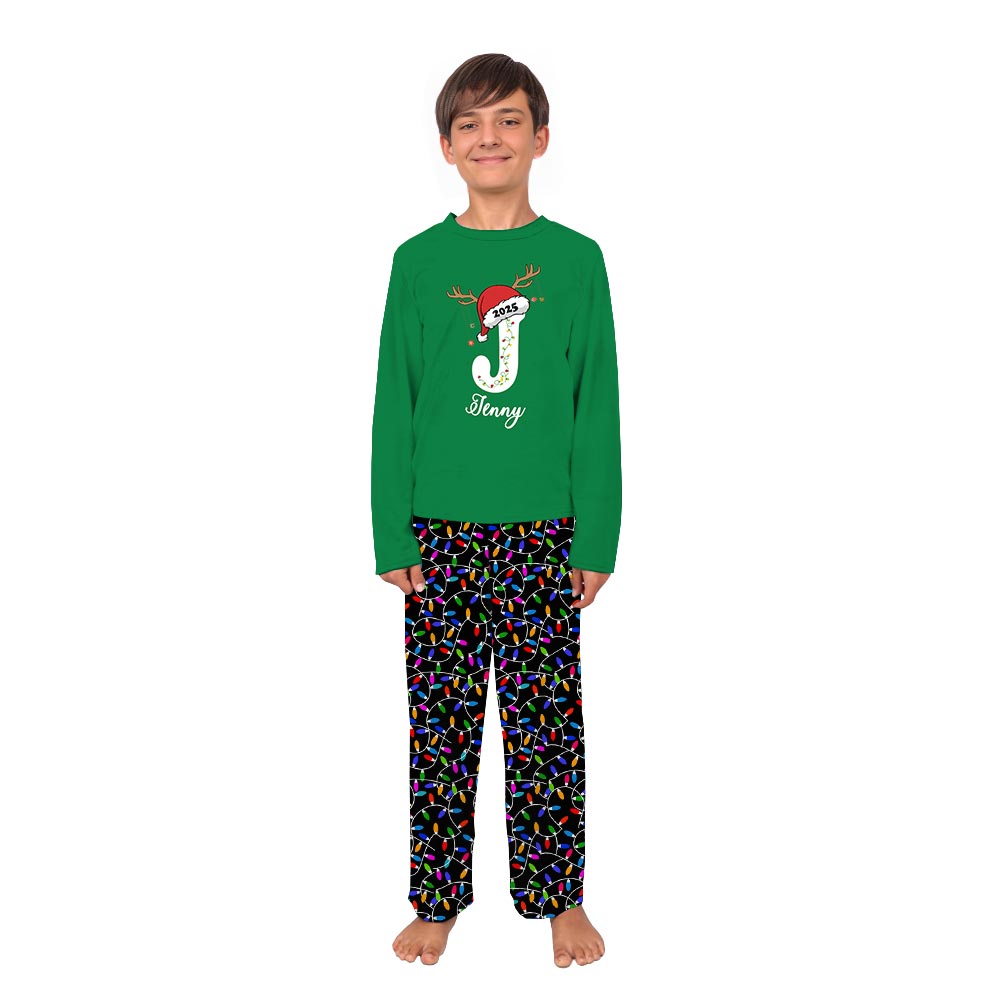 Name Personalized Matching Christmas Pajamas with Santa Hat Name Personalized Matching Christmas Pajamas with Santa Hat