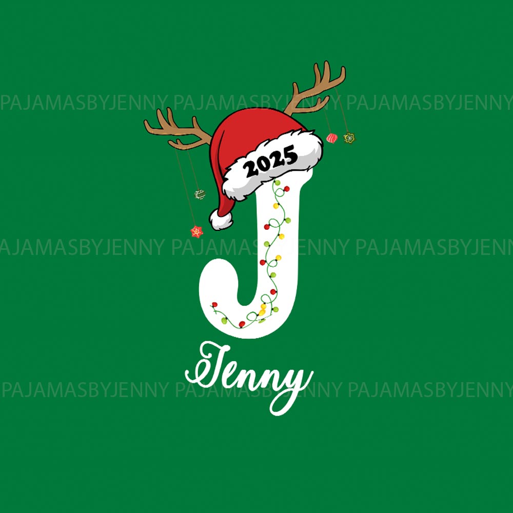 Name Personalized Matching Christmas Pajamas with Santa Hat Name Personalized Matching Christmas Pajamas with Santa Hat