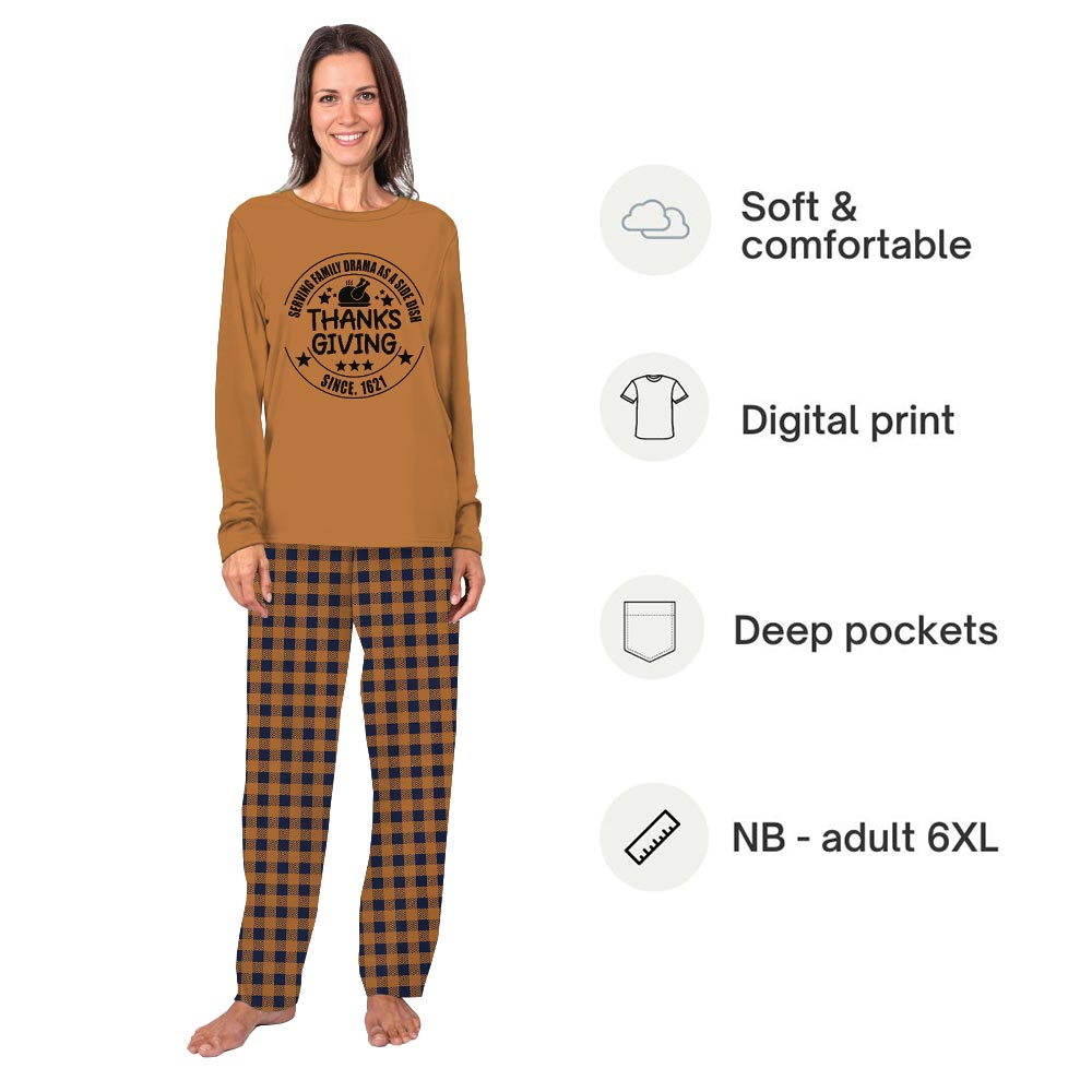 Serving Family Quote Thanksgiving Family Pajama Sets with Customization Serving Family Quote Thanksgiving Family Pajama Sets with Customization