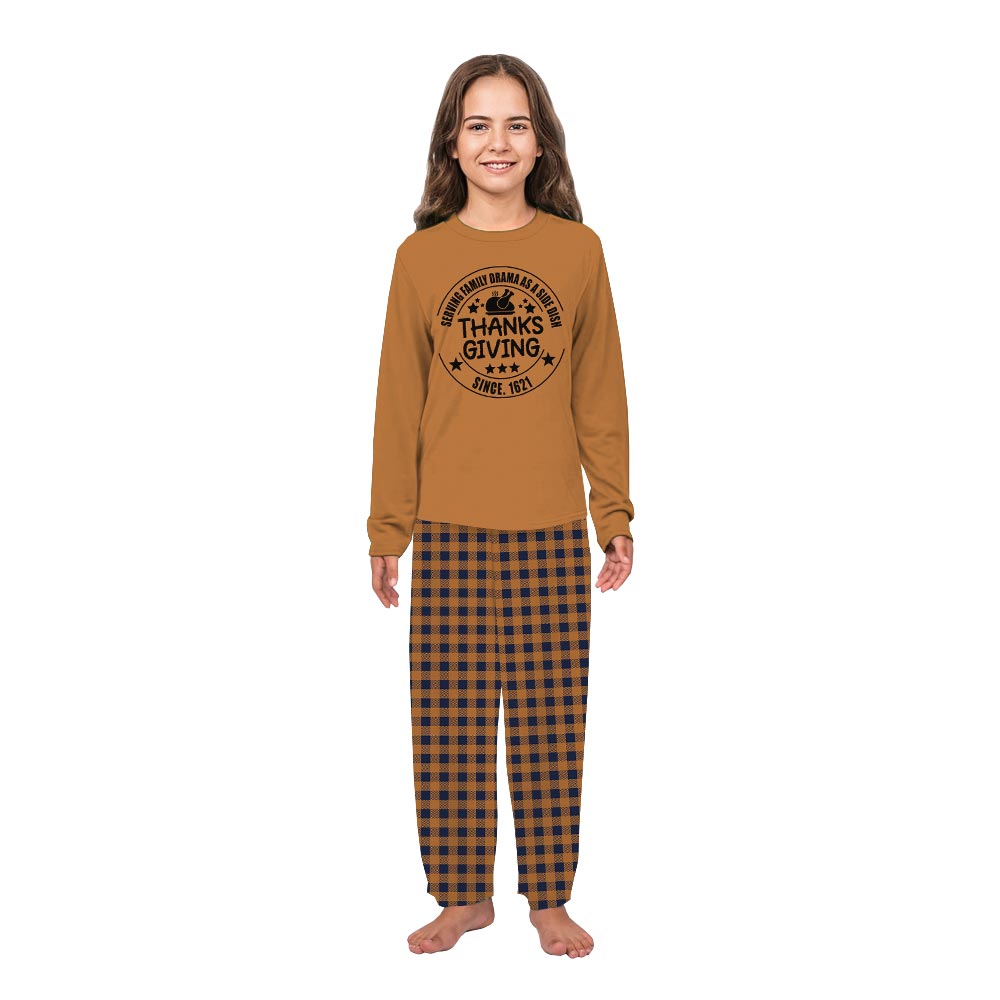 Serving Family Quote Thanksgiving Family Pajama Sets with Customization Serving Family Quote Thanksgiving Family Pajama Sets with Customization